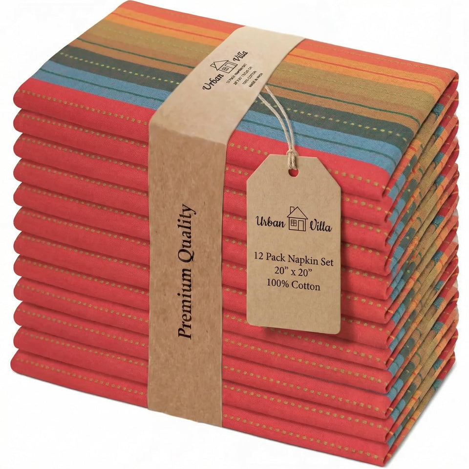 Urban Villa napkins folded on table to enhance dinner presentation