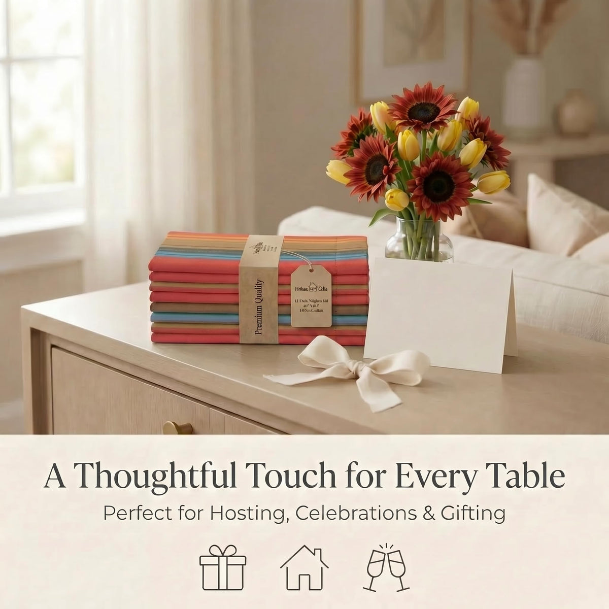 Urban Villa napkins red multi gift ready package for celebrations