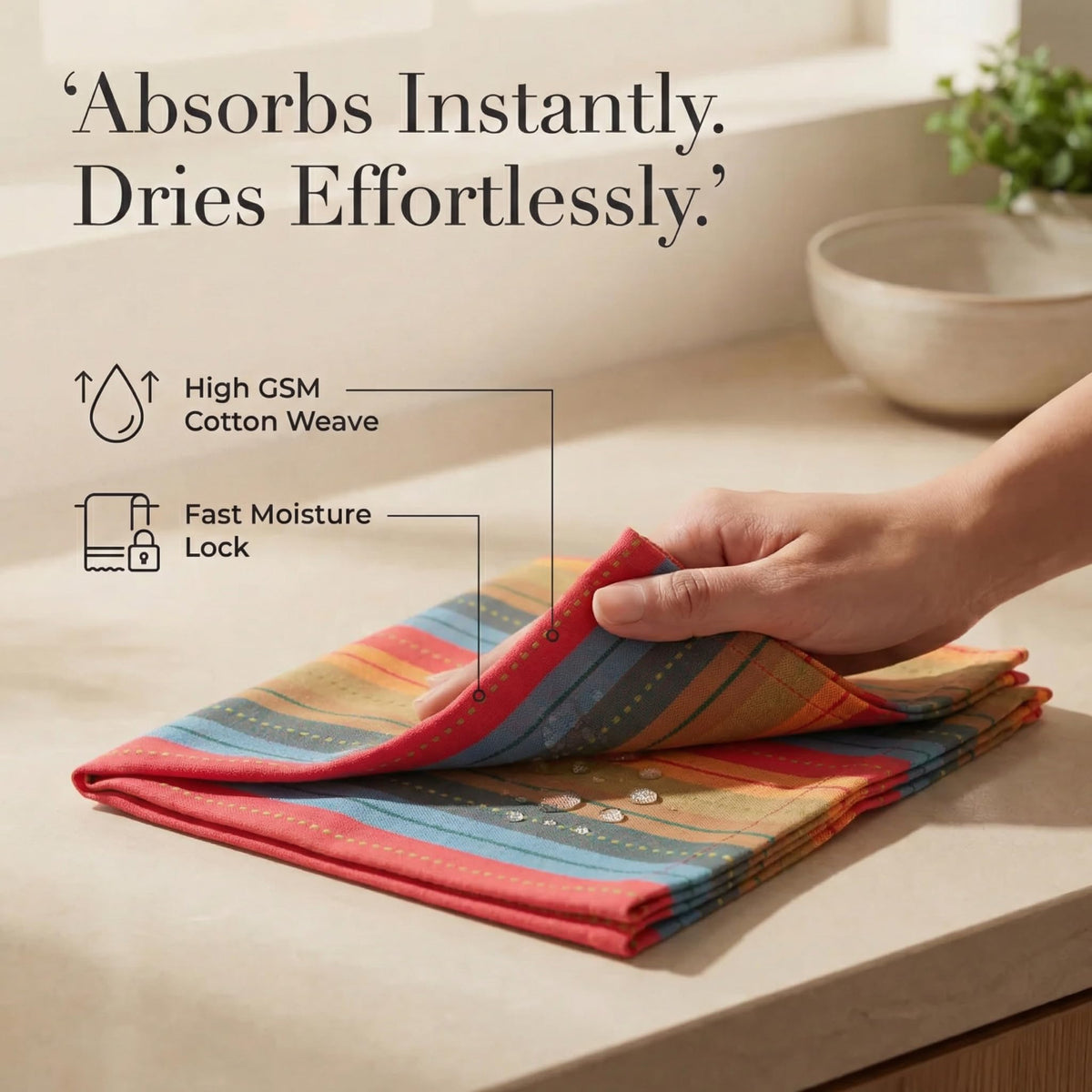 Urban Villa napkins red multi washable durable fiber closeup