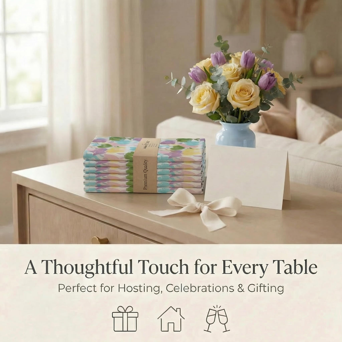 Urban Villa Tulip napkins elevate hotel and party tables elegantly