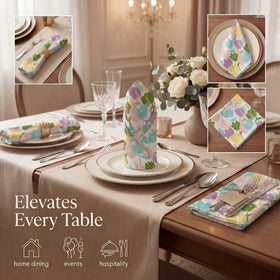 Urban Villa Tulip napkins on a dining table highlight absorbency and elegant presentation