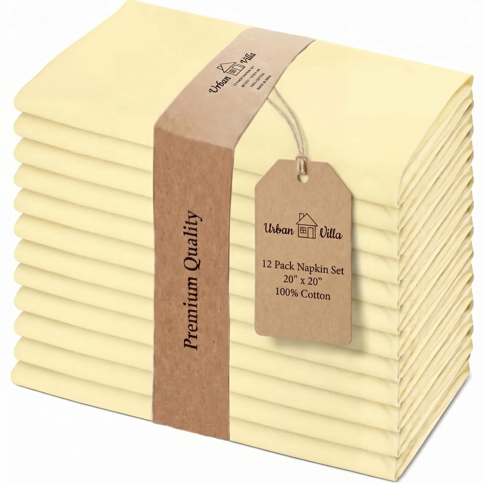 Urban Villa napkins yellow 20x20 folding for versatile table decor and reuse