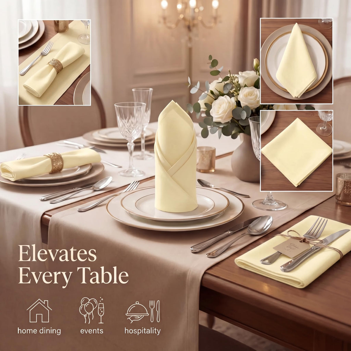 Urban Villa napkins yellow table setting close-up showing vibrant color