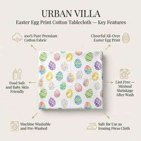 Urban Villa tablecloth 60x102-inch rectangle on table with generous coverage.