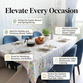 Urban Villa tablecloth outdoor picnic setup shows versatile, spill-friendly surface.
