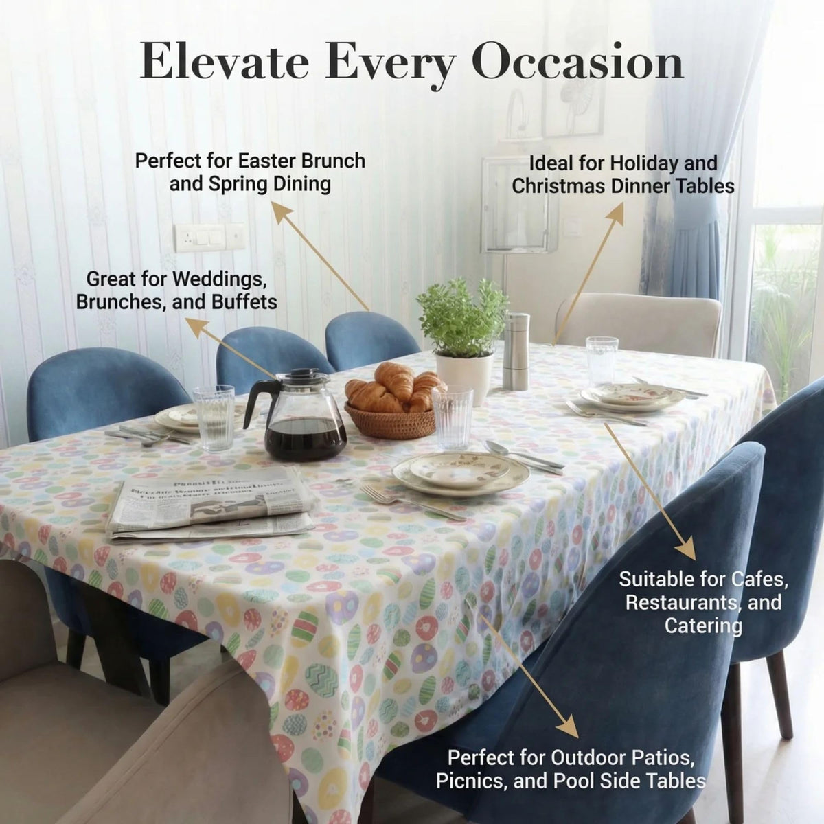 Urban Villa tablecloth wedding dinner scene brings refined, festive touch.