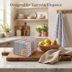Urban Villa towel closeup shows soft cotton and vibrant stripes