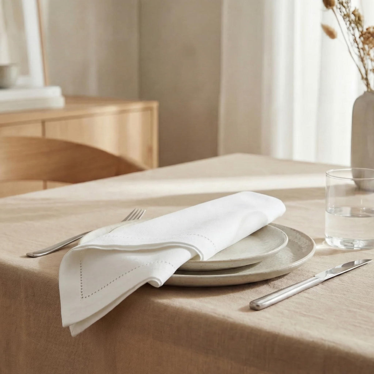 Urban Villa washable dinner napkins emphasize easy care and reuse