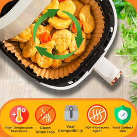 URBANAIR 125pcs bulk liners shown for easy cleanup after frying.