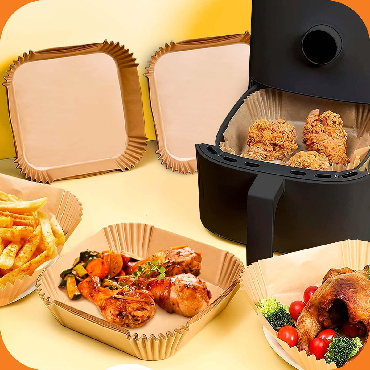 URBANAIR non-stick coating liners prevent sticking for crispy results.