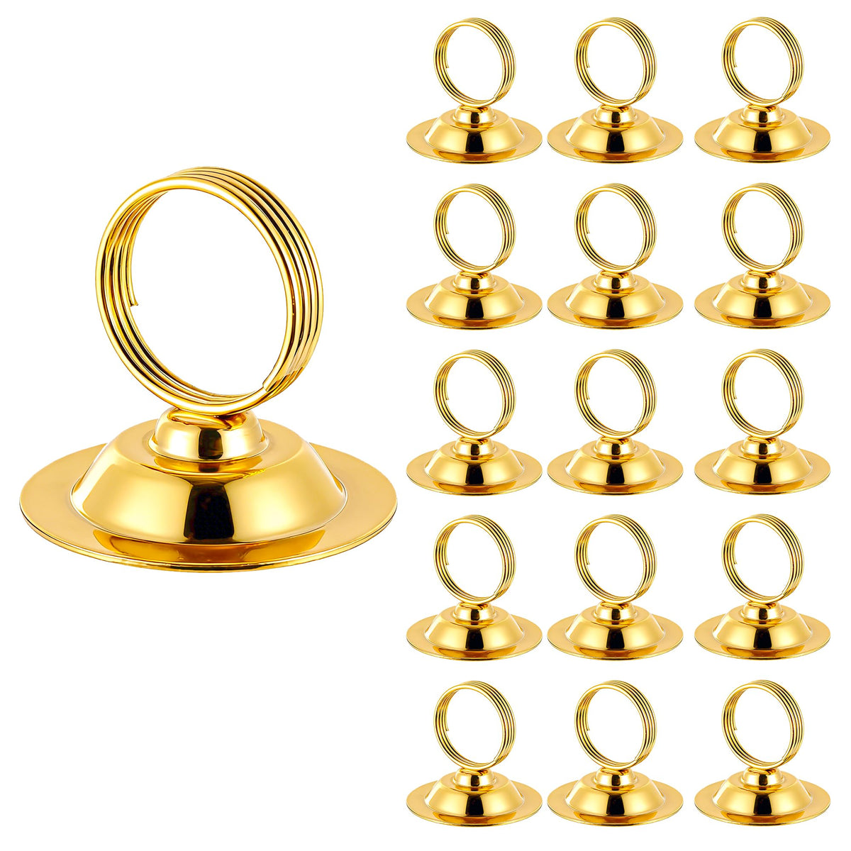 Urban Deco 16pk gold base table card holder shown for stable outdoor signage