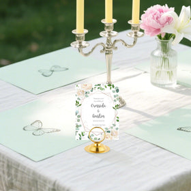 Urban Deco restaurant table card holder gold supports clear dine-in placards