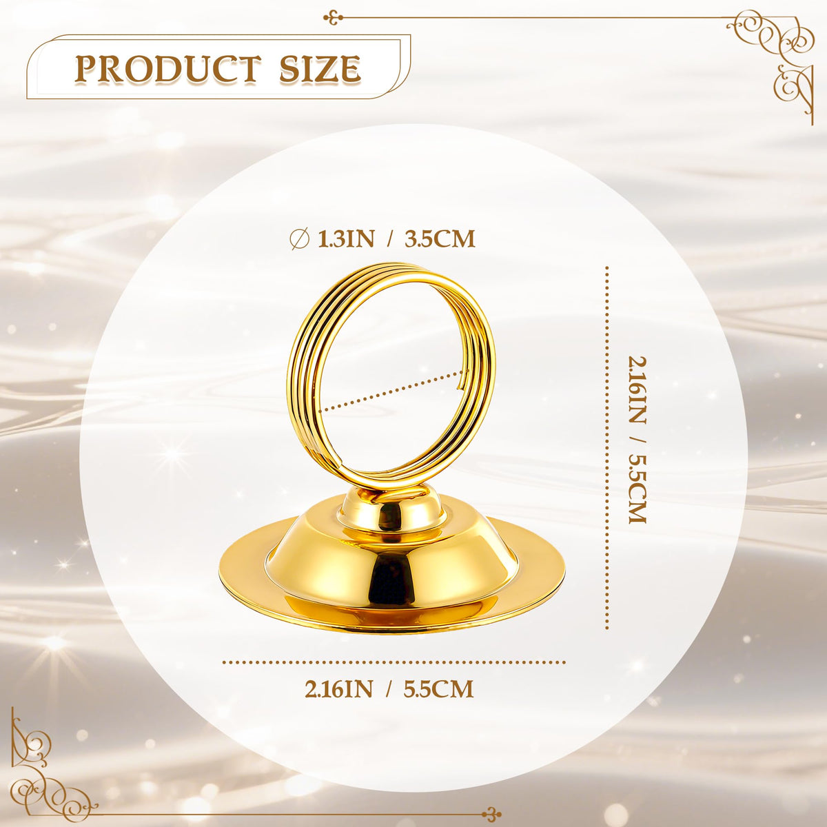Urban Deco table card holder gold close-up highlights premium metal finish and sturdiness