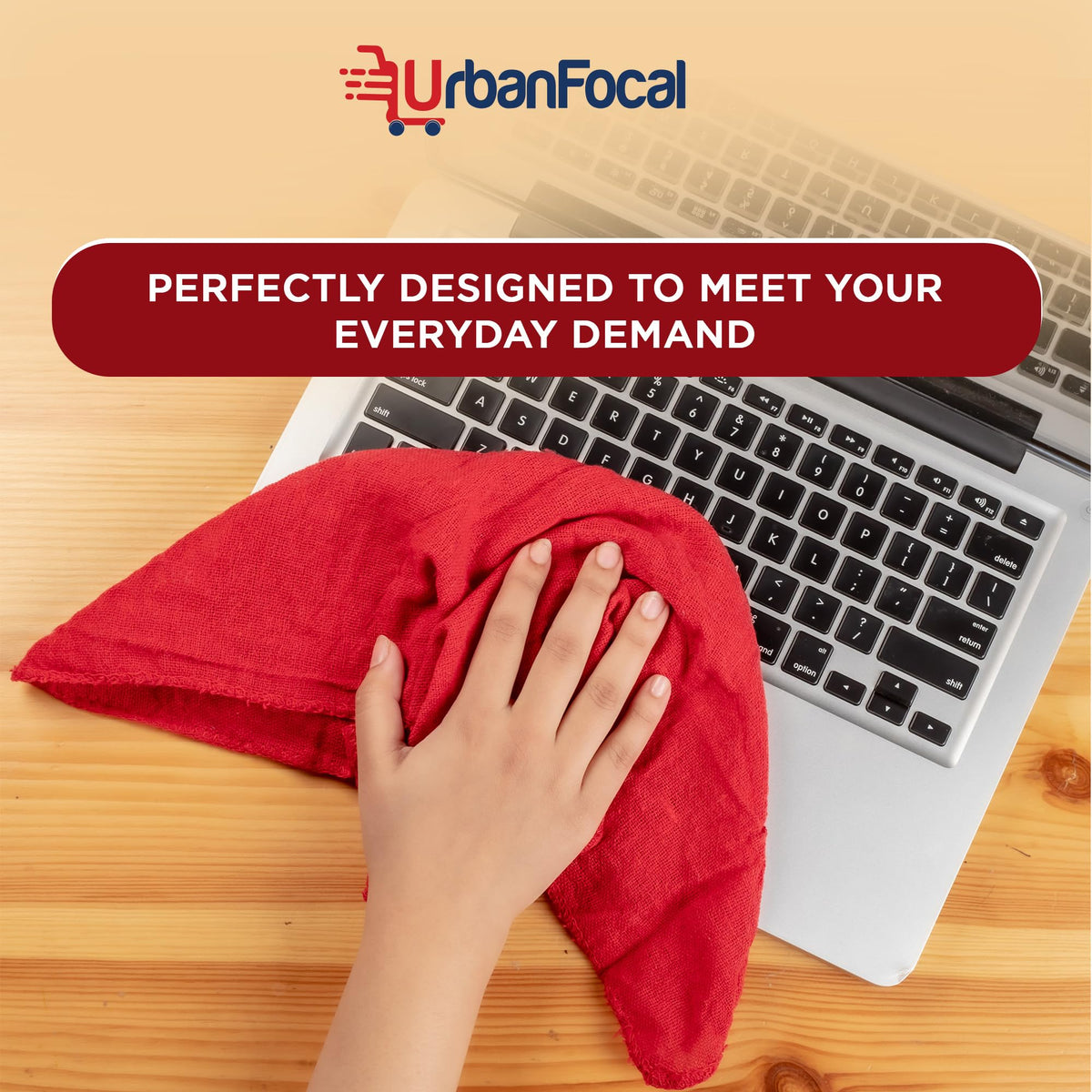 UrbanFocal red cleaning towels with quick absorbent action on surfaces