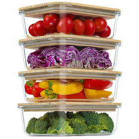 Urban Green glass container with bamboo lid, 35oz, ideal for meal prep and storage.