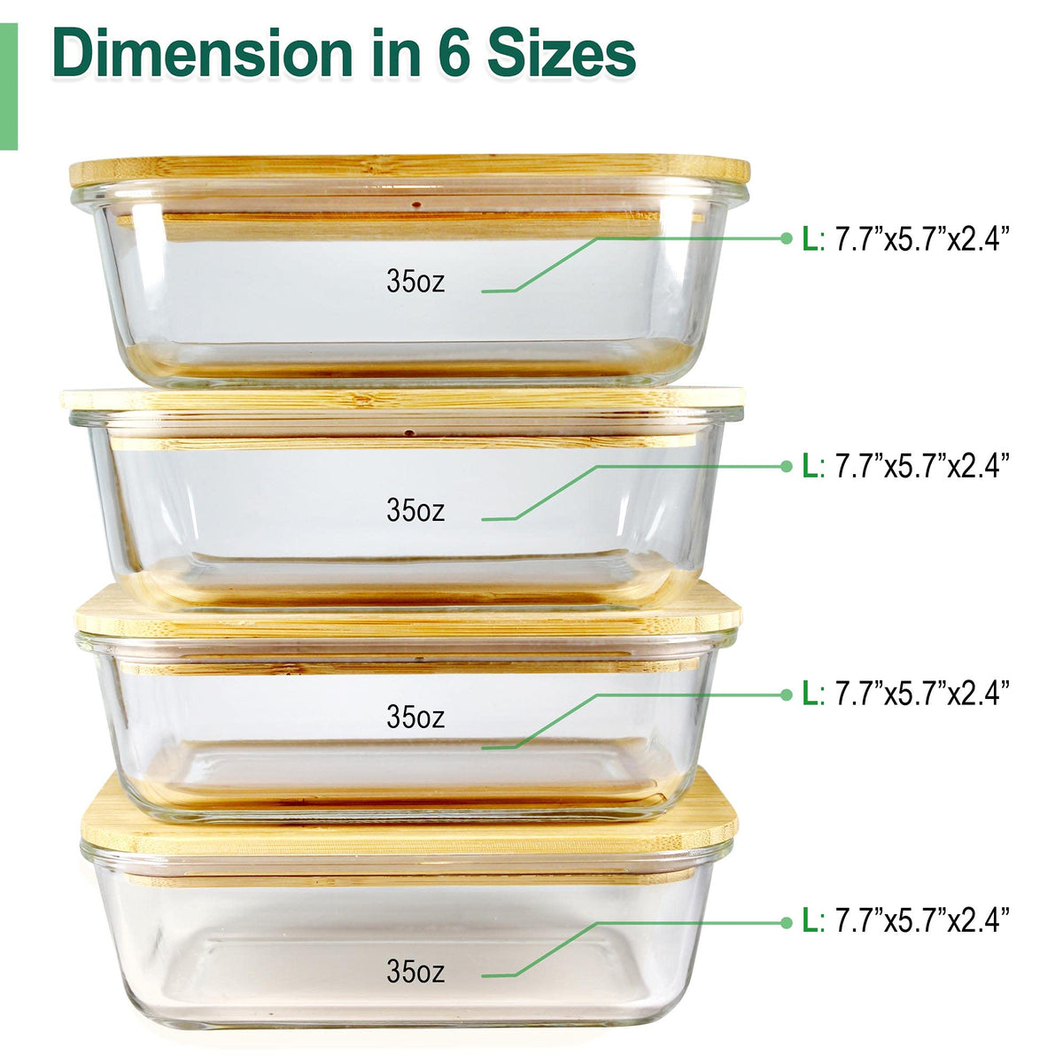 Urban Green 4-pack glass containers support versatile storage from fridge to microwave.