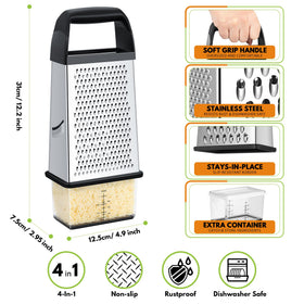 Urbanstrive box grater four sided blades shown for versatile grating options.