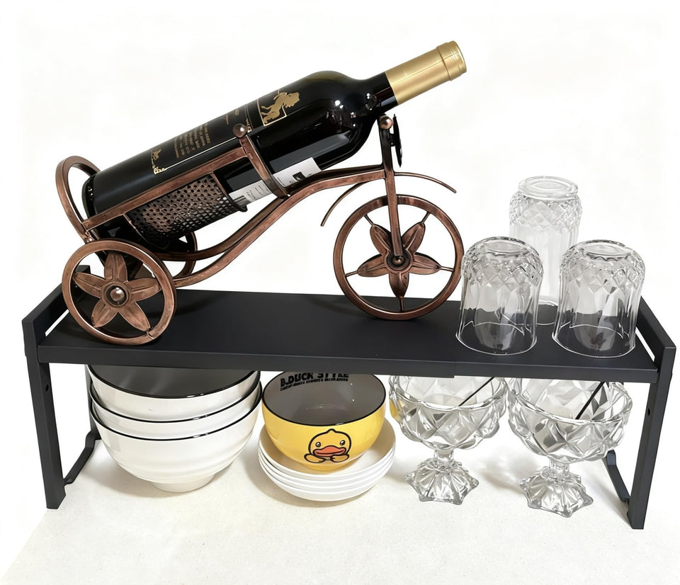 Urhomey plus expandable shelf extended to 16-26 inches for versatile kitchen storage.