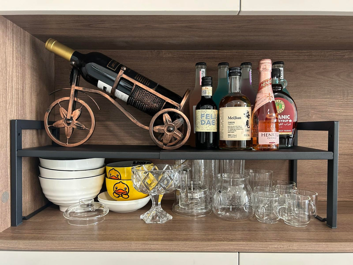 Urhomey plus expandable shelf height 8-5 inches keeps items accessible.