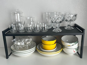 Urhomey plus expandable shelf matte black finish adds modern style and corrosion resistance.