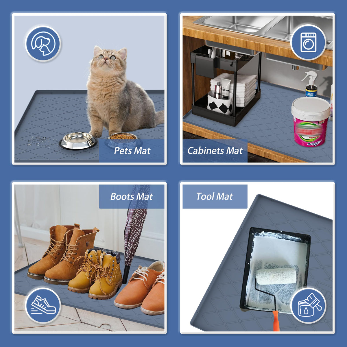 URMONA large 34x22 silicone mat protects floors and cabinets