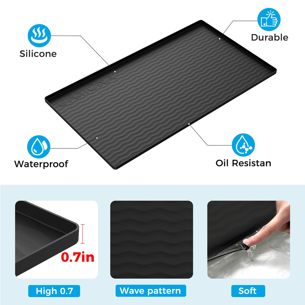 URMONA silicone kitchen mat foldable design for easy access and cleaning
