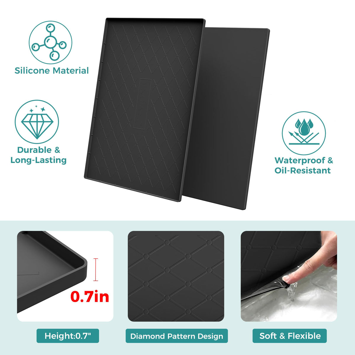 URMONA silicone mat folds flat for easy cleaning and access.