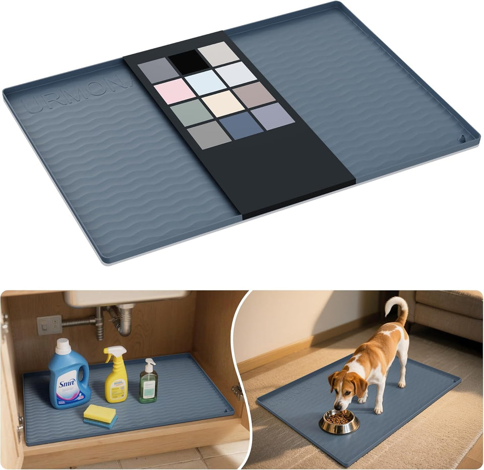 URMONA under-sink mat 34x19 protects cabinets from spills and moisture.