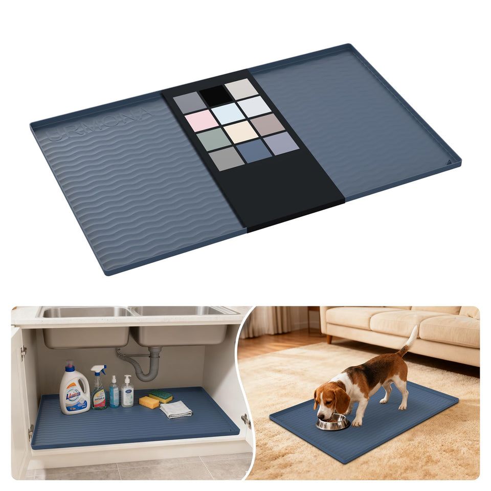 URMONA under-sink mat 34x22 in dark grey protects cabinets from spills
