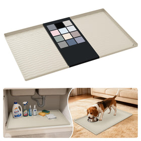 URMONA under-sink mat cream, folded to fit tight spaces and protect surfaces