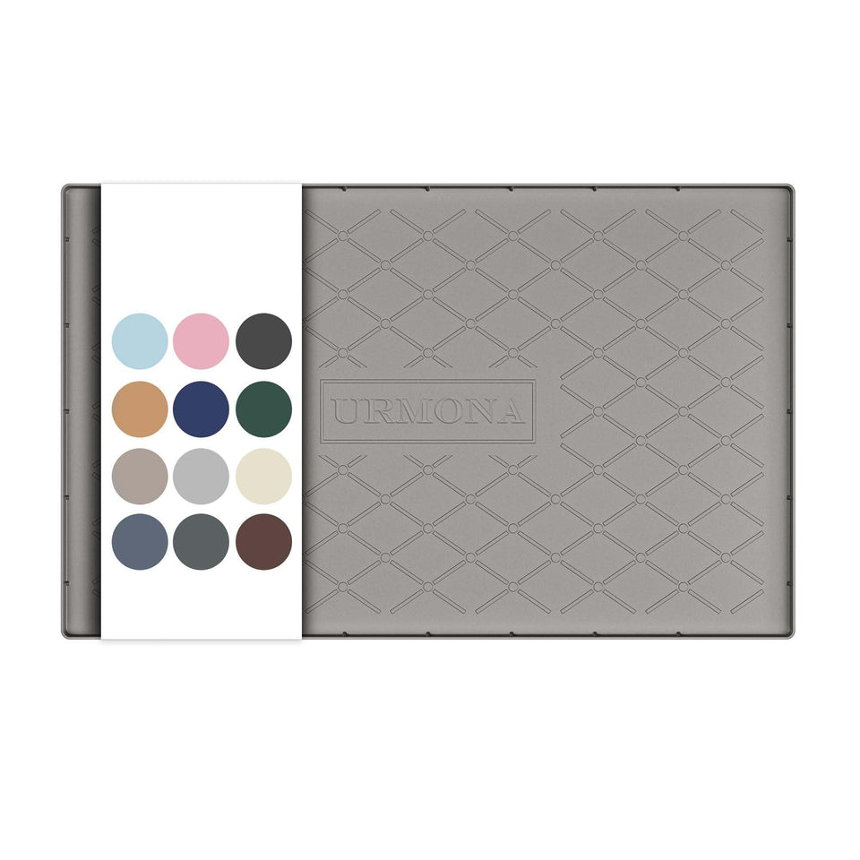 URMONA under-sink mat folded, protecting cabinets from spills.
