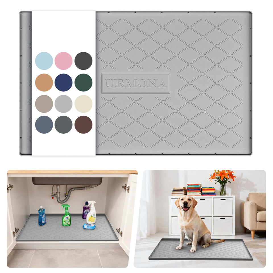 URMONA under-sink waterproof silicone mat protecting cabinet surfaces from leaks