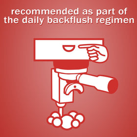 Urnex Cafiza backflush cleaning supports thorough backflushing of machines