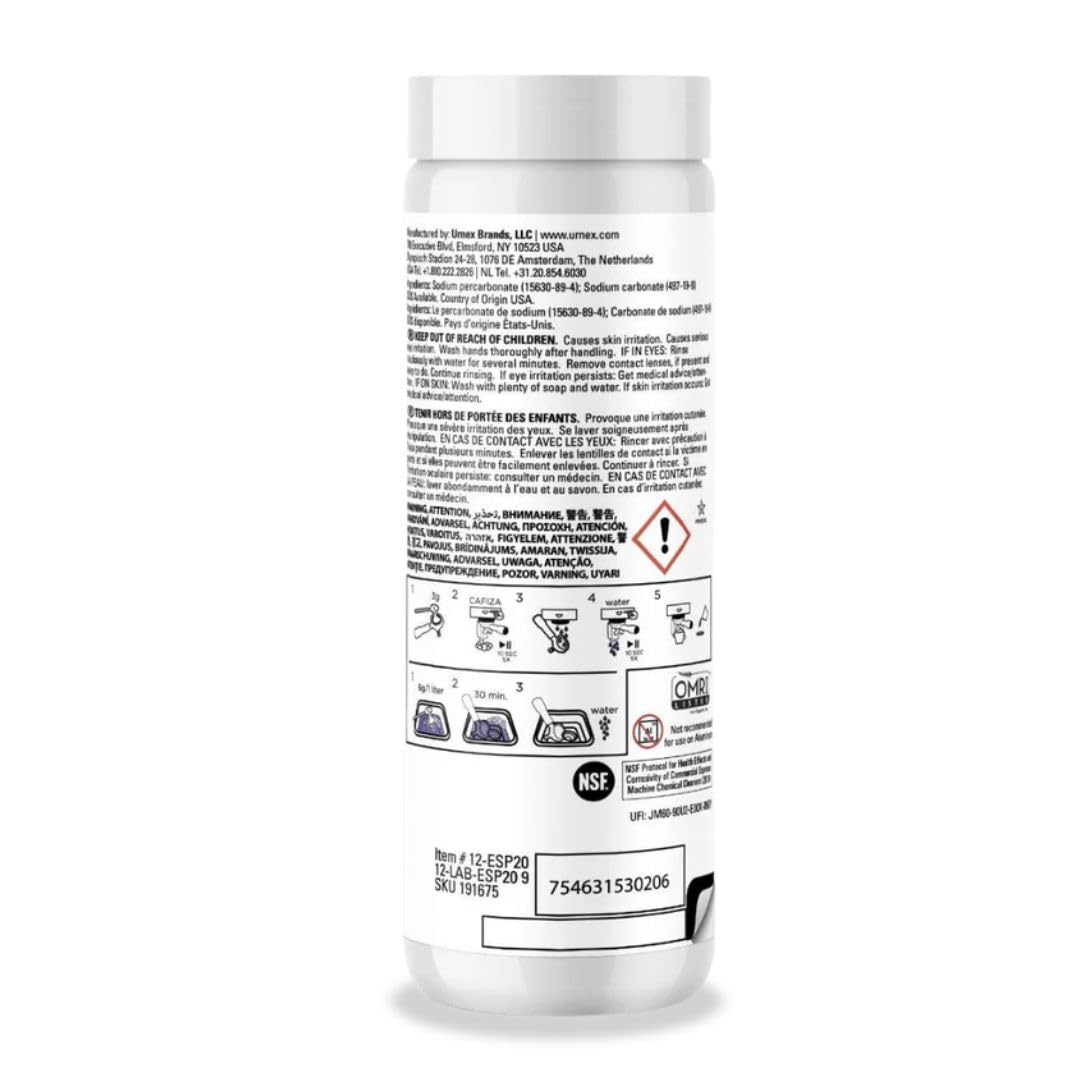 Urnex Cafiza dosing spoon demonstrates easy powder measurement