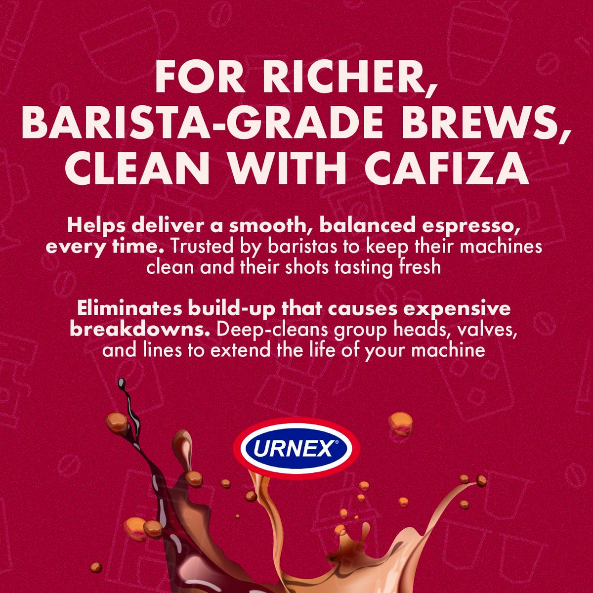 Urnex Cafiza OMRI-listed and NSF-certified cleaner for metal parts.