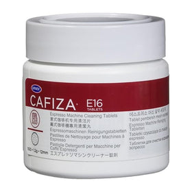Urnex Cafiza tablets in a jar ready for professional backflush cleaning