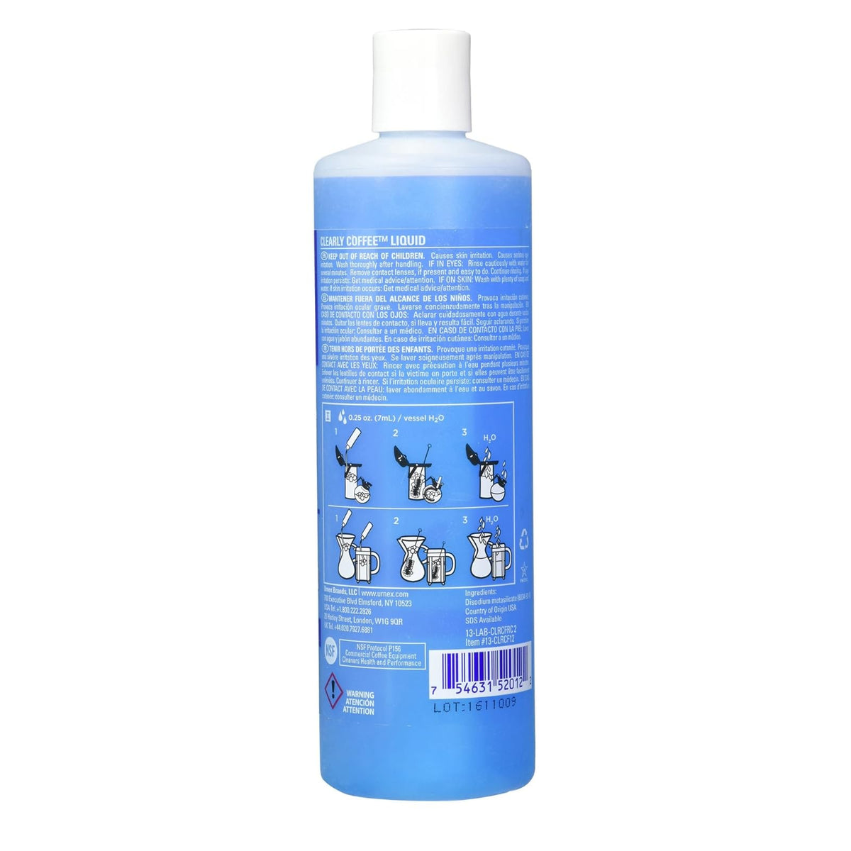 Urnex Clearly Coffee pot cleaner cleaning glass bowls for pristine beverage vessels.