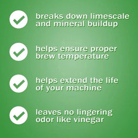 Urnex coffee descaling kit for Keurig package promotes easier maintenance and better-tasting brews.