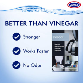 Urnex Dezcal used on coffee equipment to maintain performance