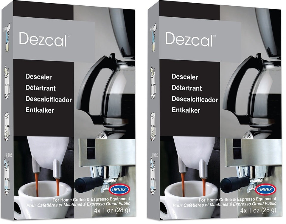 Urnex Dezcal bottle pour showing scale remover for better brewing