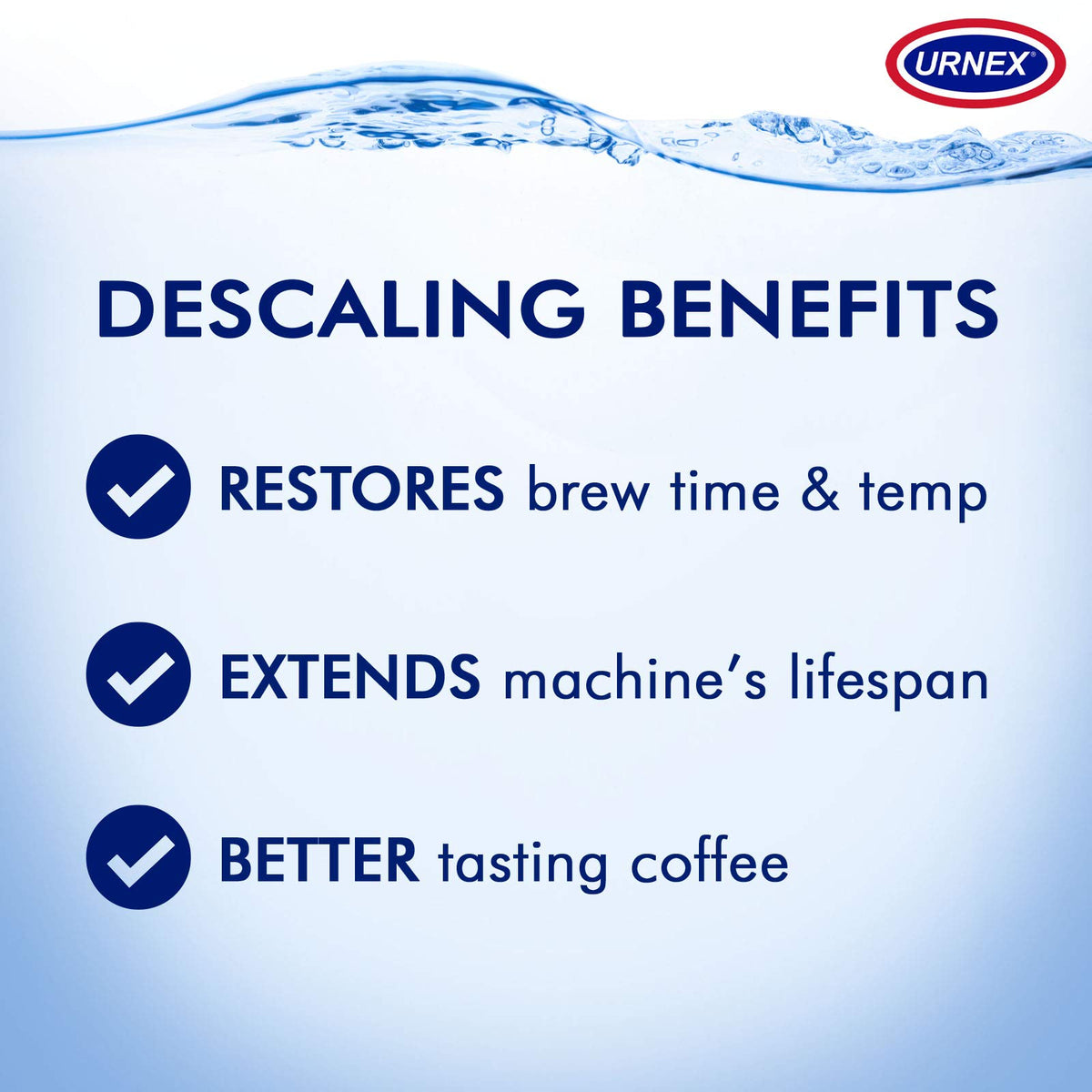 Urnex Dezcal descaler with kettle for longer-lasting heating elements