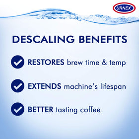 Urnex Dezcal descaler with kettle for longer-lasting heating elements