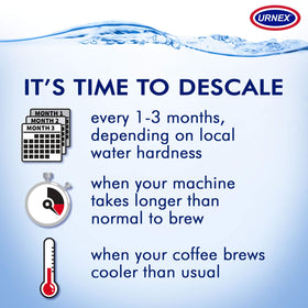 Urnex Dezcal in espresso machines clears mineral buildup for smoother extractions