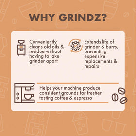 Urnex Grindz tablets being poured to show cleaning action