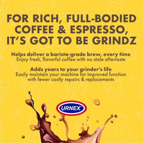 Grindz tablets in a kitchen setup with grinder and beans