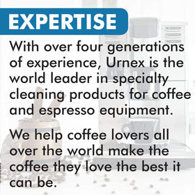 Urnex packaging design emphasizes convenience and universal compatibility.