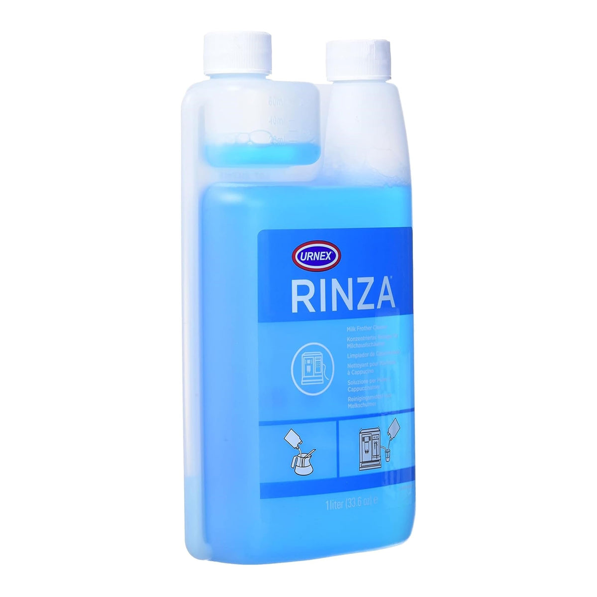 Urnex Rinza auto-frother cleaning cycle supports quick maintenance of machine foaming.