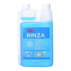 Urnex Rinza built-in measuring device aids precise dosing for convenient cleaning.