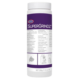 Burr-cleaning action from Urnex SuperGrindz in use.