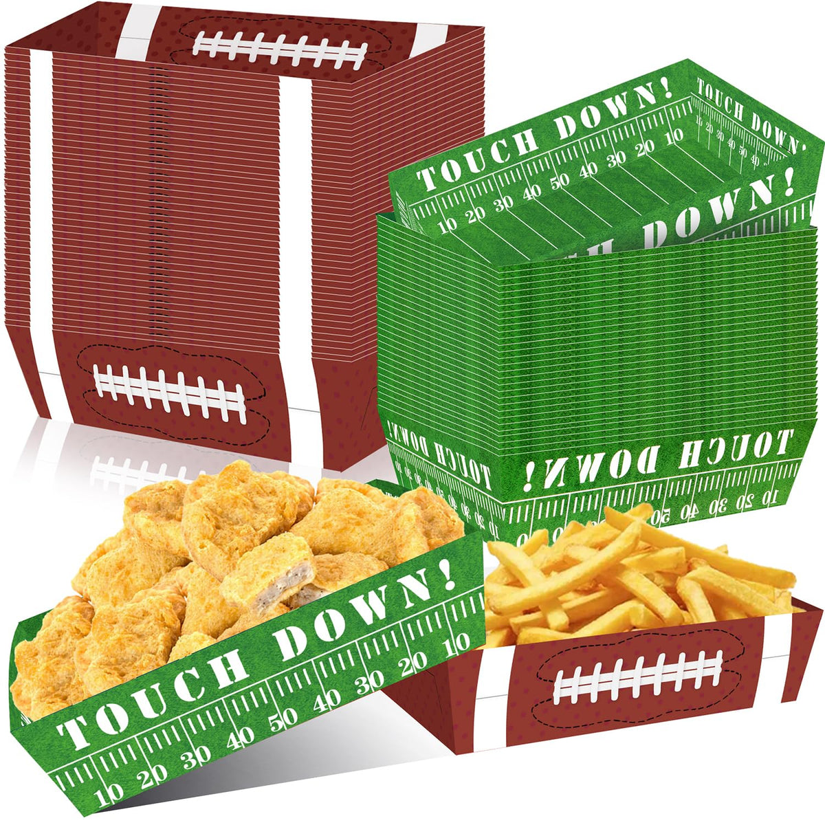 UROINEPA football plates display two patterns for easy party styling and serving.
